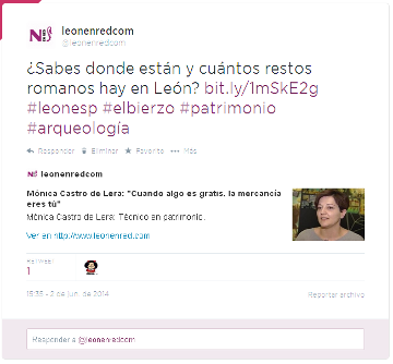 Captura de un tweet con información de Twitter Cards desplegada