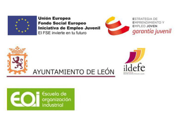 Unión Europea; Fondo Social Europeo; Iniciativa de Empleo Juvenil. El FSE invierte en tu futuro - Estrategia de Emprendimiento y Empleo Joven - Ayuntamiento de León - Ildefe - EOI, Escuela de organización industrial