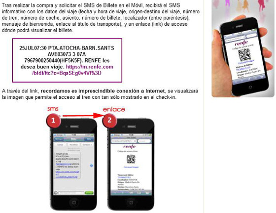 Instrucciones sobre como utilizar el 'Billete en el móvil' de Renfe con códigos QR