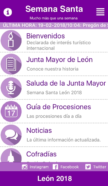 Captura de la aplicación Semana Santa León en el iPhone
