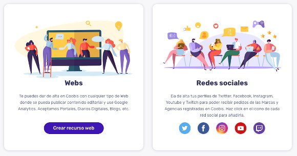 Alta de recursos en Coobis: Webs y Redes sociales