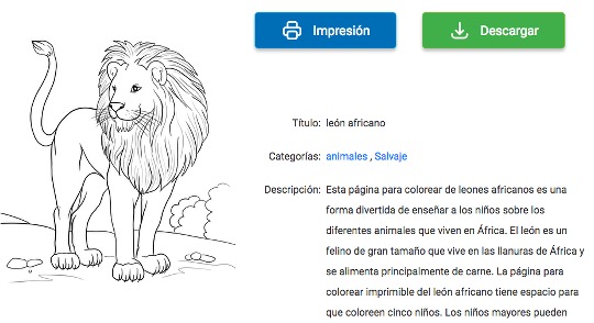 Plantilla para colorear en esle.io de un león africano